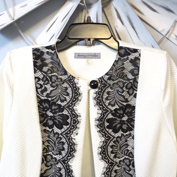 Beautiful 2 Pcs Danny &‎ Nicoles Dress Black & Cream Dress w/ Lace Size 6 - Picture 6 of 16